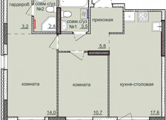 Двухкомнатная квартира на продажу, 57.5 м2, Ижевск, ЖК Ежевика