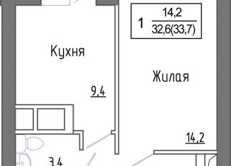 Продается 1-ком. квартира, 32.6 м2, деревня Сабурово, ЖК ЗаМитино