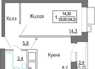 Продаю 1-комнатную квартиру, 33 м2, деревня Сабурово, ЖК ЗаМитино