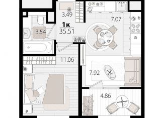 Продам 1-комнатную квартиру, 35.5 м2, Краснодар, Главная городская площадь, микрорайон Центральный