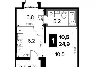 Квартира на продажу студия, 24.9 м2, Москва, станция Водники