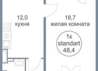 Продается 1-комнатная квартира, 48.4 м2, деревня Голубое, ЖК Первый Зеленоградский