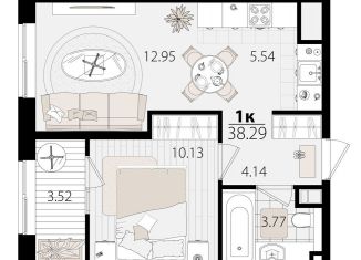 Продажа 1-ком. квартиры, 38.3 м2, Краснодар, Главная городская площадь, микрорайон Центральный