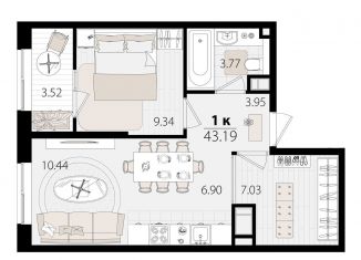 Продажа 1-ком. квартиры, 43.2 м2, Краснодар, Главная городская площадь, микрорайон Центральный