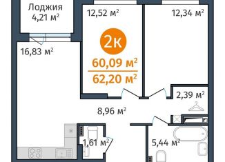 Продам 2-ком. квартиру, 60.1 м2, Тюмень, Центральная площадь