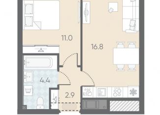 Продам 1-комнатную квартиру, 35.1 м2, Санкт-Петербург, метро Ладожская