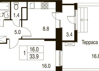 Продажа 1-комнатной квартиры, 40.6 м2, деревня Сабурово, Рождественская улица, 3, ЖК Митино О2
