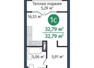 Продается 1-комнатная квартира, 32.8 м2, Тюмень, ЖК ДОК, Краснооктябрьская улица, 8