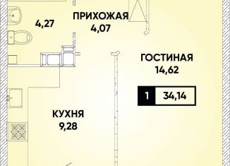 Продаю однокомнатную квартиру, 34 м2, Краснодар, Главная городская площадь, микрорайон Центральный