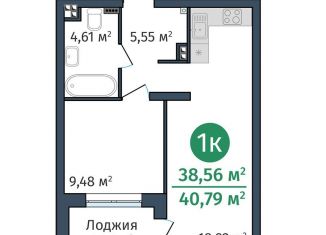 Продаю 1-комнатную квартиру, 38.6 м2, Тюмень, ЖК ДОК, Краснооктябрьская улица, 8