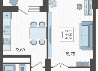 Однокомнатная квартира на продажу, 47.6 м2, Краснодар, улица Дзержинского, 95, улица Дзержинского