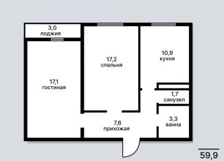 Продаю 2-комнатную квартиру, 60 м2, Кудрово, Европейский проспект, 18к2, ЖК Европейский