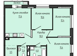 Трехкомнатная квартира на продажу, 72.7 м2, село Первомайский, улица Строителя Николая Шишкина, 4/2