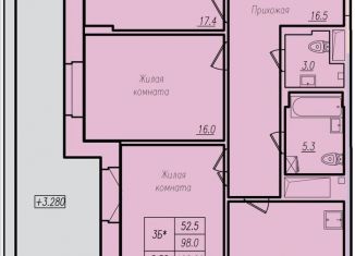 Продается трехкомнатная квартира, 108.3 м2, Чебоксары, улица Константина Иванова, поз11А, ЖК Феникс