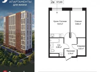 Двухкомнатная квартира на продажу, 37.7 м2, Москва, ЖК Перец, Пятницкое шоссе, 58