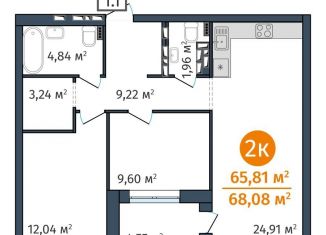 Продам двухкомнатную квартиру, 65.8 м2, Тюмень, ЖК ДОК