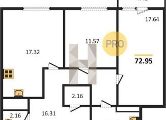 Продам двухкомнатную квартиру, 73 м2, Новосибирск, ЖК Оазис