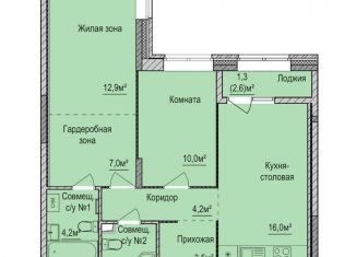 Продается 2-комнатная квартира, 60.8 м2, Ижевск, ЖК Покровский