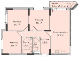 Продам трехкомнатную квартиру, 84.3 м2, Ижевск, улица Холмогорова, 89