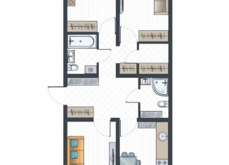 Трехкомнатная квартира на продажу, 79 м2, Киров, Прибрежный бульвар, 2, ЖК Ривер Парк