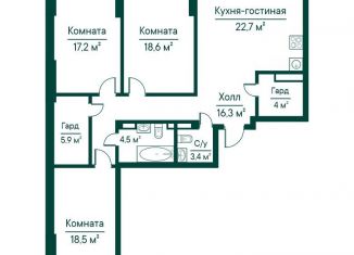 Продам трехкомнатную квартиру, 114.2 м2, Самарская область