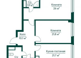 Продается двухкомнатная квартира, 92.9 м2, Самара, метро Российская