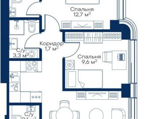 Продаю двухкомнатную квартиру, 55.9 м2, Москва, квартал Атлантик, Б1, ЖК Сити Бэй