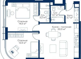 Продается 2-комнатная квартира, 59.6 м2, Москва, квартал Атлантик, Б1, метро Мякинино