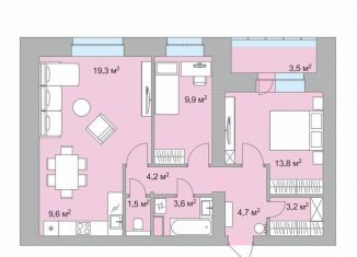 3-комнатная квартира на продажу, 70.7 м2, Чита, микрорайон Хороший, 6
