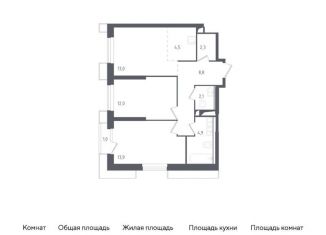 Продается двухкомнатная квартира, 62.1 м2, Московская область, жилой комплекс Спутник, 20
