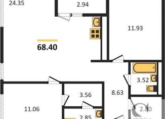 Продам 2-комнатную квартиру, 68.4 м2, Новосибирск, 1-я Чулымская улица, 112/5, ЖК Ясный Берег