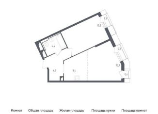 Двухкомнатная квартира на продажу, 53.3 м2, деревня Раздоры