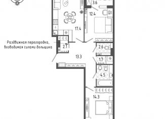 Продается 2-комнатная квартира, 70.1 м2, Санкт-Петербург, метро Балтийская