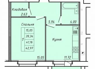 Продается 1-комнатная квартира, 42.9 м2, Тамбов, Научная улица, 8, ЖК Вернадский