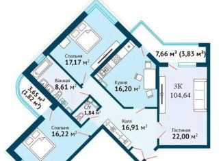 Продажа 3-комнатной квартиры, 104 м2, Краснодар, улица Шоссе Нефтяников, 18к3, Фестивальный микрорайон