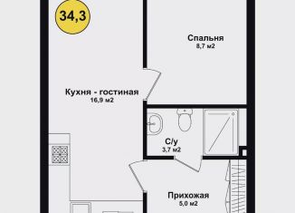 1-ком. квартира на продажу, 34.3 м2, Астрахань, Советский район