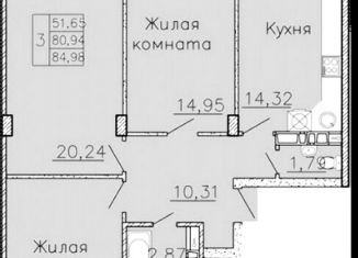 Продажа 3-ком. квартиры, 85 м2, Краснодар, улица имени Валерия Гассия, 2, ЖК Авиатор