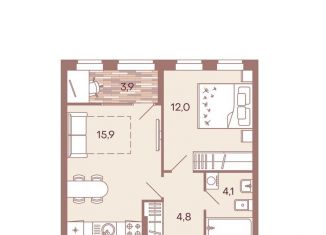 Продам 1-комнатную квартиру, 40.7 м2, Пенза, жилой комплекс Норвуд, с2, Железнодорожный район