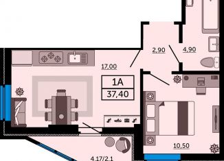 Продажа 1-ком. квартиры, 37.5 м2, Ростов-на-Дону, проспект Космонавтов, 1В, ЖК Акватория