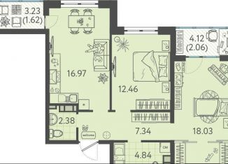 2-ком. квартира на продажу, 65.7 м2, Краснодар, улица имени Б.С. Кудухова, 3