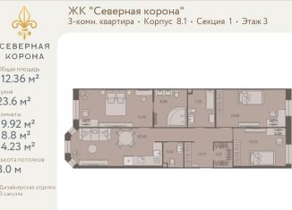 Продается 3-ком. квартира, 112.4 м2, Санкт-Петербург, муниципальный округ Чкаловское