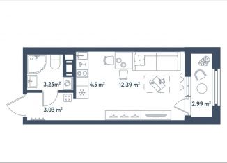 Квартира на продажу студия, 24.7 м2, Санкт-Петербург, муниципальный округ Московская Застава