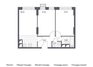 Продажа 2-комнатной квартиры, 55.3 м2, деревня Раздоры, жилой комплекс Спутник, к15
