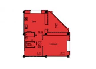 Продам 1-ком. квартиру, 49.6 м2, Воронеж, улица Лётчика Филипова, 8, ЖК Спутник