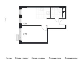 Продается однокомнатная квартира, 35.5 м2, деревня Раздоры, жилой комплекс Спутник, к14