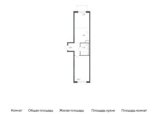 1-комнатная квартира на продажу, 44.6 м2, Тюмень, жилой комплекс Чаркова 72, 1.2