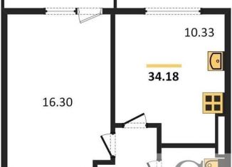 Продается однокомнатная квартира, 34.2 м2, Новосибирск, улица Ясный Берег, 16, ЖК Ясный Берег