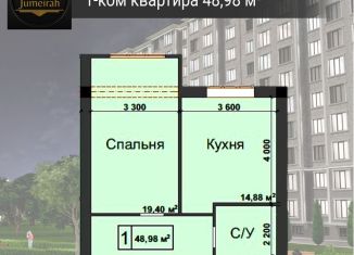 Продажа 1-комнатной квартиры, 49 м2, Нальчик, улица Ватутина, 29БблокА, район Горная