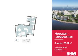 Продажа 3-комнатной квартиры, 75.1 м2, Санкт-Петербург, муниципальный округ Гавань