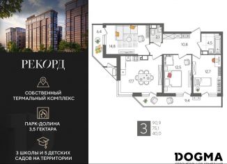 Продажа трехкомнатной квартиры, 90.9 м2, Краснодар, микрорайон Черемушки